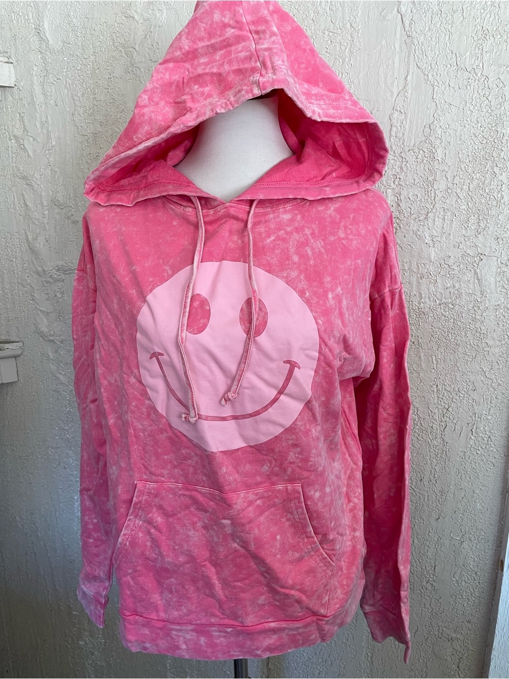 Bibi Pink Smiley Hoodie Sweatshirt - Women's Casual Pullover